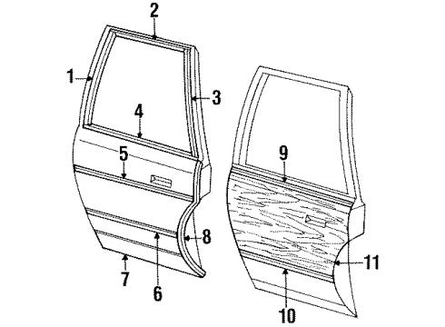 1985 Buick LeSabre Molding Asm Reveal Rear Door Diagram for 20107197