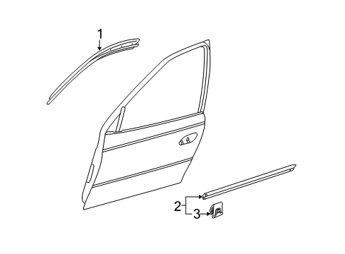 2006 Pontiac GTO Molding, Front & Rear Side Door Opening Frame Reveal Diagram for 92093573