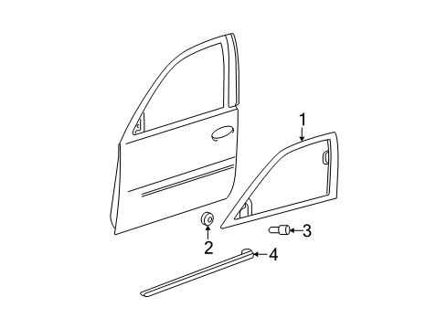 2006 Cadillac DTS Exterior Trim - Front Door Diagram