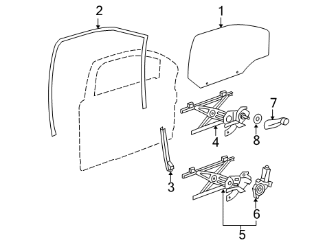 2005 Chevy Cobalt Front Door - Glass & Hardware Diagram