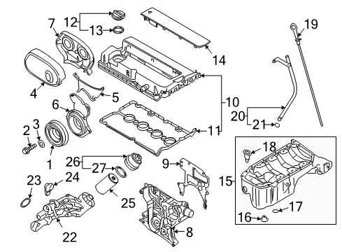 2009 Chevy Aveo5 Engine Parts, Mounts, Cylinder Head & Valves, Camshaft & Timing, Oil Pan, Oil Pump, Crankshaft & Bearings, Pistons, Rings & Bearings Diagram