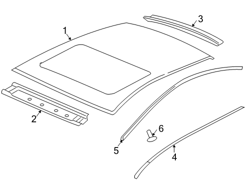 2008 Pontiac G6 Roof & Components, Exterior Trim, Body Diagram 3 - Thumbnail