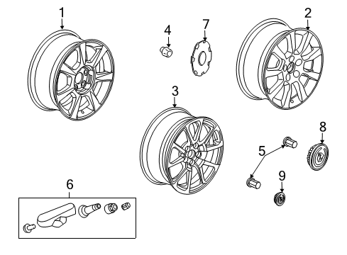 2009 Cadillac CTS Wheel Rim, 18X8.5J 48 Mm Outside 120X5Xm14 *Nickle E Diagram for 9597874