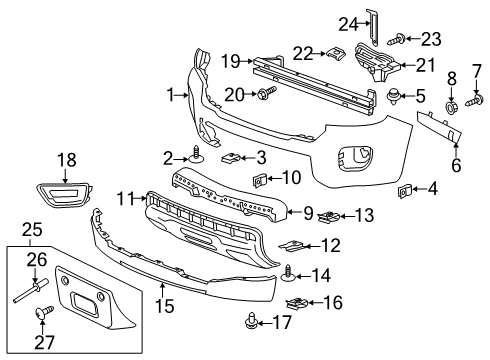 2017 Chevy Colorado Front Bumper Cover *Service Primer Diagram for 23484644