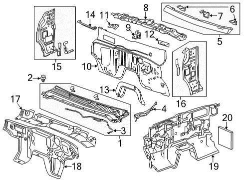 2015 GMC Canyon Panel Assembly, Body Hinge Pillar Inner Diagram for 23372533