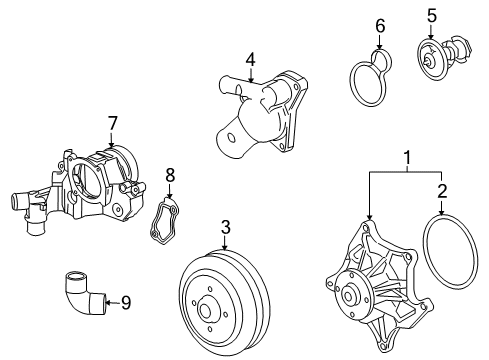 2009 Cadillac XLR Cooling System, Radiator, Water Pump, Cooling Fan Diagram 2 - Thumbnail