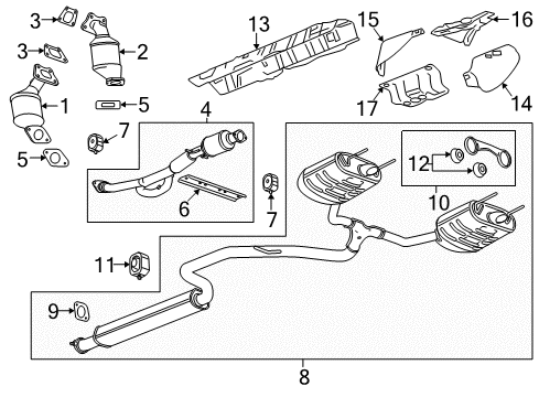 2015 Buick LaCrosse 3-Way Catalytic Convertor (W/ Exhaust Rear Manifold Pipe) Diagram for 22737796