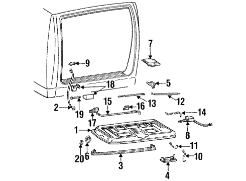 2000 GMC Yukon Rod, End Gate Lock Cyl Diagram for 15039431