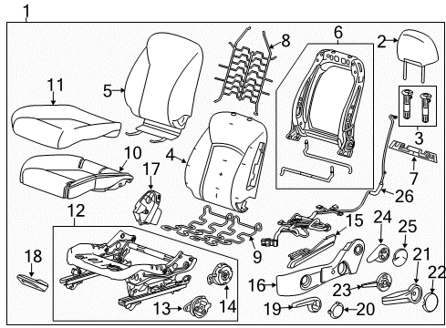 2013 Chevy Cruze Cover Assembly, Front Seat Back Cushion *Medium Duty Titanium Diagram for 95229333