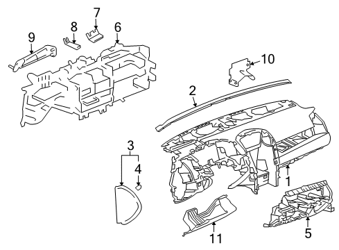 2007 Cadillac SRX Bracket Assembly, Instrument Panel Carrier Diagram for 25719156