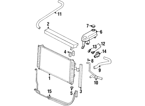 1997 Oldsmobile Cutlass Radiator & Components Diagram