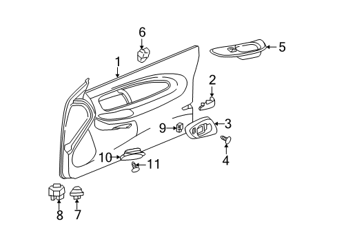 2007 Chevy Monte Carlo Plate Assembly, Front Side Door Armrest Switch Mount (Rh) *Ebony Diagram for 15797424