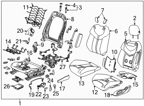 2015 Chevy SS Cover Assembly, Front Seat Cushion Outer Finish *Black Diagram for 92507580