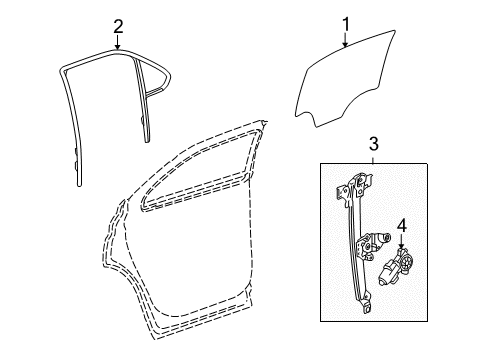 2012 Chevy Equinox Rear Door - Glass & Hardware Diagram