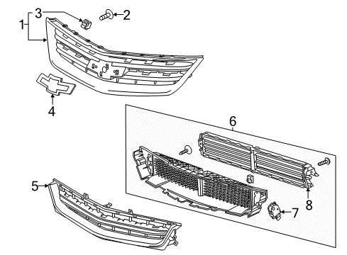 2020 Chevy Impala Grille Assembly, Front Lower Diagram for 84224251