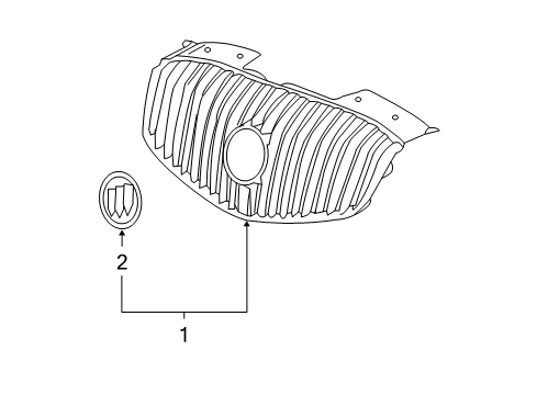 2008 Buick Lucerne Grille Assembly, Radiator *Chrome Diagram for 25803735