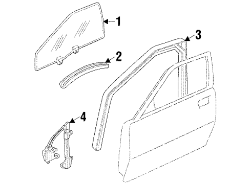 1999 Oldsmobile Intrigue Front Door - Glass & Hardware Diagram