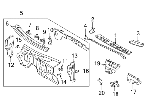 2002 Chevy S10 Cab Cowl Diagram 2 - Thumbnail