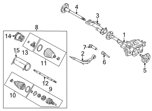 2005 Cadillac Escalade EXT Carrier & Front Axles Diagram