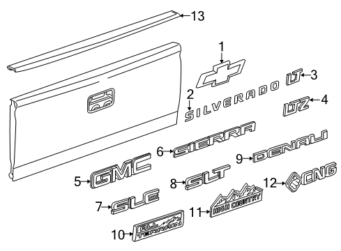 2016 GMC Sierra 2500 HD Exterior Trim - Pick Up Box Diagram 3 - Thumbnail