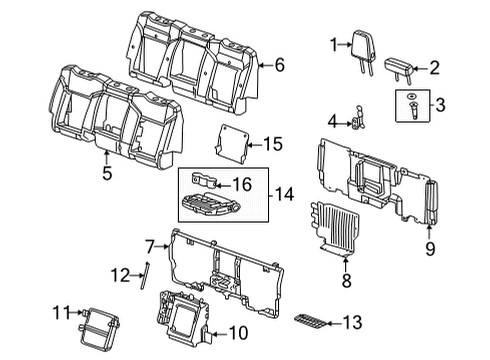 2022 GMC Hummer EV Pickup Rear Seat Components Diagram