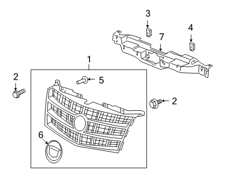 2014 Cadillac Escalade Grille & Components Diagram 1 - Thumbnail