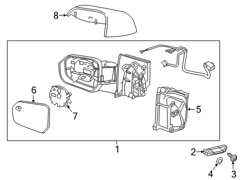 2017 Chevy Volt Mirror Assembly, Outside Rear View W/O Cover Diagram for 84269463