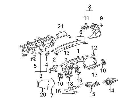 2007 Chevy Malibu Grille, Side Window Defogger Outlet *Ebony Diagram for 10396847