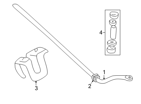 1998 GMC K3500 Stabilizer Bar & Components - Front Diagram 3 - Thumbnail