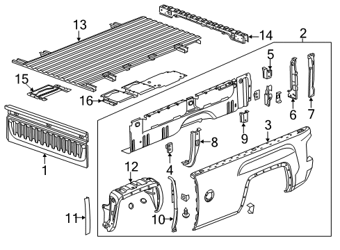 2018 GMC Sierra 2500 HD Pick Up Box Components Diagram 3 - Thumbnail