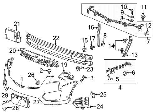 2018 Cadillac XT5 Absorber, Front Bumper Fascia Energy Diagram for 84026488