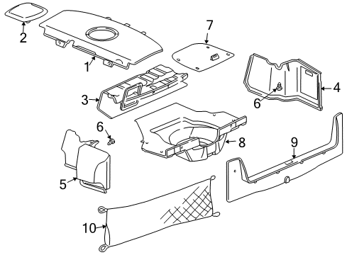 2002 Cadillac Seville Trim Assembly, Rear Window Panel *Gray D Diagram for 25725101