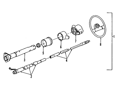 1992 Chevy S10 Blazer Steering Column, Steering Wheel Diagram 3 - Thumbnail