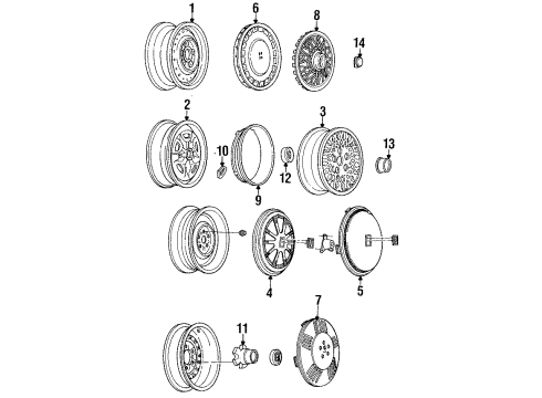 1994 Oldsmobile Cutlass Cruiser Wheel Trim Cover Assembly Diagram for 10180834