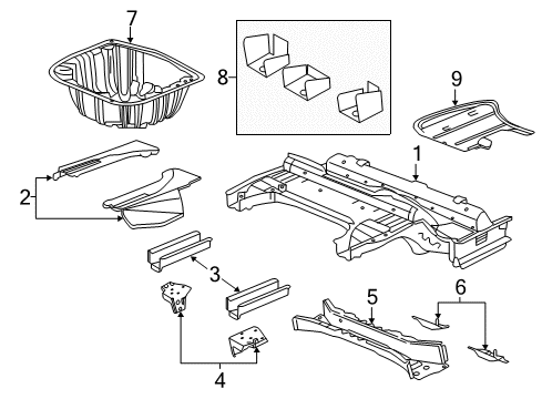 2015 Chevy SS Rear Body - Floor & Rails Diagram