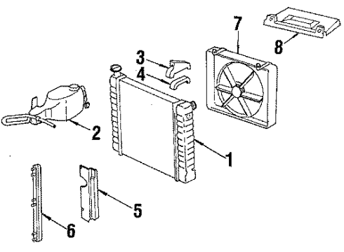 1987 Pontiac Sunbird Radiator & Components, Cooling Fan Diagram