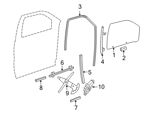 2006 Saturn Relay Front Door - Glass & Hardware Diagram