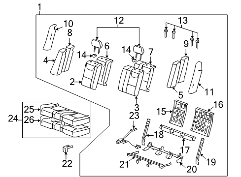 2008 Chevy Malibu Bolster,Rear Seat Back Diagram for 10395657