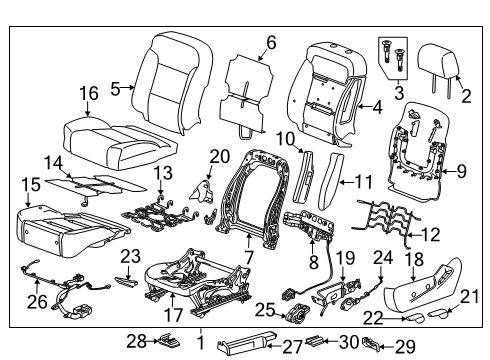 2017 GMC Sierra 2500 HD Restraint Assembly, Front Seat Head *Grey Diagram for 23174193