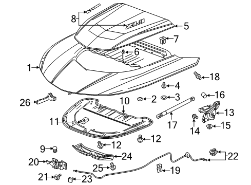 2017 Chevy Camaro Stud Assembly, Ball Hexagon Head Flat Washer Diagram for 11571041