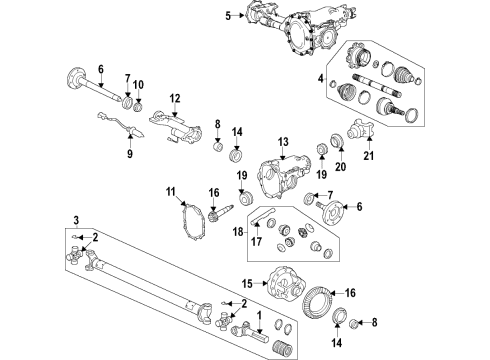 2020 Chevy Silverado 3500 HD Front Axle Shafts & Differential Diagram