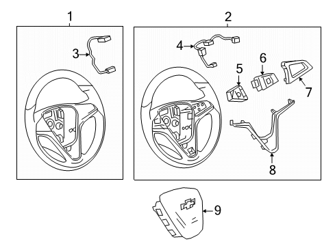 2016 Chevy Spark Steering Wheel Assembly *Black Diagram for 42354789