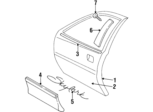 1996 Buick Skylark Molding Kit,Front Side Door Center, Right Diagram for 12360840