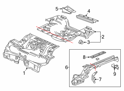 2014 Chevy Impala Rear Floor & Rails Diagram