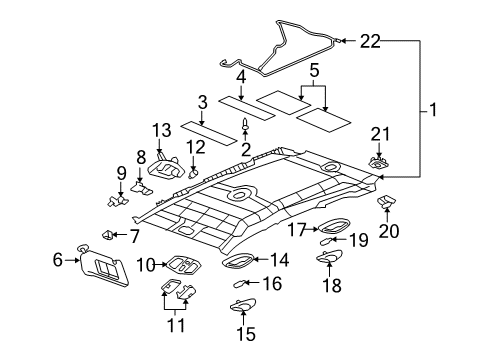 2007 Pontiac Torrent Interior Trim - Roof Diagram