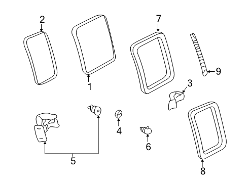 1998 GMC Savana 3500 Side Loading Door - Glass & Hardware Diagram 1 - Thumbnail