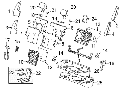 2012 Cadillac CTS Bezel, Rear Seat Armrest Multifunction Compartment Mounting *Medium Cashmere Diagram for 20802034