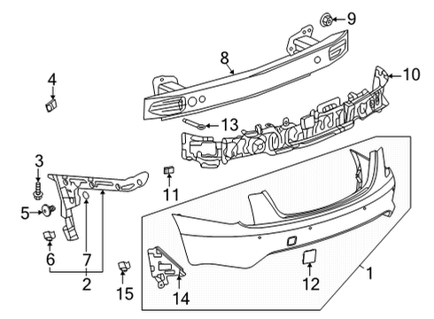 2023 Cadillac CT4 Bar Assembly, Rear Bpr Imp Diagram for 84559224