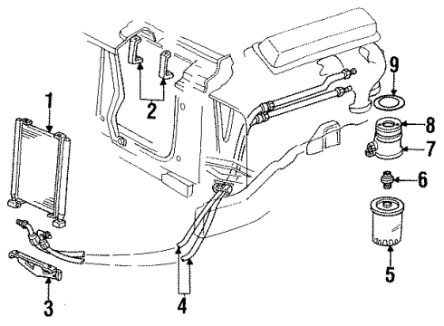 1986 Chevy K20 Engine Oil Cooler Inlet Hose Assembly Diagram for 12472195