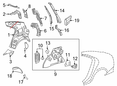 2017 Cadillac ATS Inner Structure - Quarter Panel Diagram 2 - Thumbnail